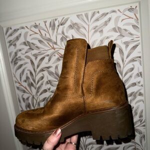Brown Faux Suede Ankle Boots
